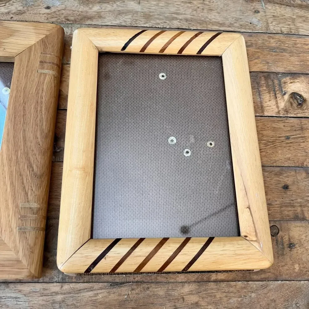 Handcrafted Wooden Inlay Design Picture Frames Set of 2 Modern Minimalist